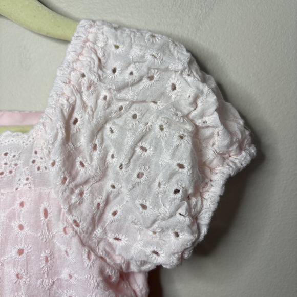 Badgley Mischka Girls' Pink Pearl Dress Eyelet Lace Short Sleeve Size 3T Easter - Picture 5 of 9